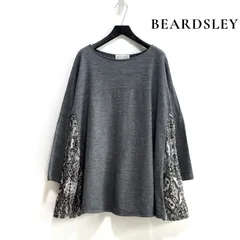 BEARDSLEY ビアズリー ウール サイドペイズリー切替 Aライン プルオーバー 長袖カットソー シルク混 日本製 グレー チュニック A059のサムネイル