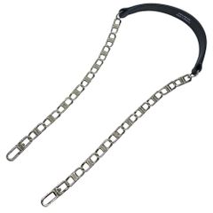 美品 DELVAUX デルヴォー メタル チェーン ショルダー ストラップ バッグ アクセサリー DLAA0612AMF099ZPA レザー ブラック シルバー 上質 洗練