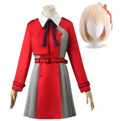 리콜리스 리코일 니시키 치다카 이노우에 타키나 코스프레 의상 Cosplay 유니폼 어른 이벤 이노우에 타키나 가발 코스튬 (L 니시키 치)