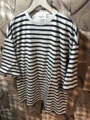 福岡出品  UNUSED アンユーズド ボーダー ショートスリーブ 半袖 Tシャツ 紫 白 コットン サイズ1 US2021-C205S1 E FKのサムネイル