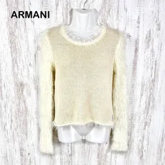 80s ARMANI JEANS アルマーニジーンズ ファースリーブ 切替ニット ホワイトのサムネイル
