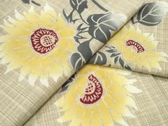 平和屋着物∴夏物　浴衣　注染　手縫い　向日葵　日本製　綿　逸品　CABJ0097ngのサムネイル