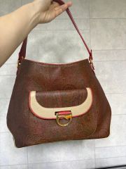 ETRO/エトロ シェパードチェックキャンバス ショルダーバッグ/14.3万 