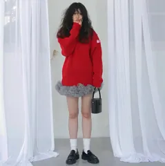 未開封 フレークル frkl バルキー プルオーバー ニット レッド ラムウール freckleのサムネイル