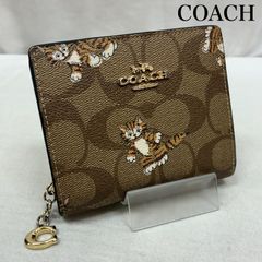 コーチ COACH シグネチャー ダンシングキトゥン 猫が愛らしい二つ折り