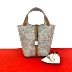 極 美品 鍵付き Z刻印 HERMES エルメス ピコタンロック PM フェルト スイフト レザー 本革 ハンドバッグ グリペール ゴールド 41717のサムネイル