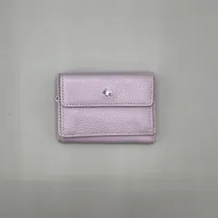 未使用級　AGATHA　アガタ　三つ折り財布　コンパクトウォレット　犬　シルバー金具　チャーム付き　レザー　ピンクパープルのサムネイル