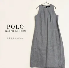 POLO RALPH LAUREN ハウンドトゥース Aライン ワンピース 4 ウール ノースリーブ グレーのサムネイル