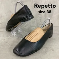 Repetto レペット 38 バレエシューズ フラットシューズ パンプス ローヒール スクエアトゥ 靴 フランス製 ブラック カジュアル オフィス 通勤 通学 お出かけ タウンユース おしゃれ シンプル 定番 歩きやすい 疲れにくい ★ ■■のサムネイル