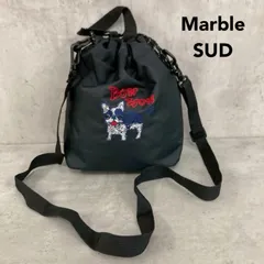 Marble SUD マーブルシュッド 巾着 ショルダー バッグ ブラック 黒 フレンチブルドッグ 犬 刺繍 ボストンテリア ワッペン ポシェット ミニ サコッシュ ポーチ 斜めがけ 肩掛け トート ハンドバッグ 手提げ カバン 鞄 ★ ■■のサムネイル