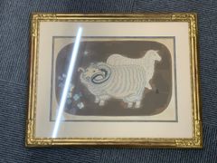羊飼いと羊の群れ 油彩画風アートパネル - メルカリ