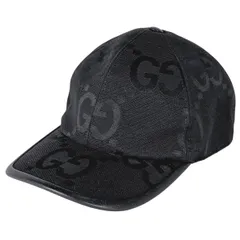グッチ GUCCI ジャンボGG ベースボールキャップ 帽子 コットン レザー ブラック レディース 【中古】のサムネイル
