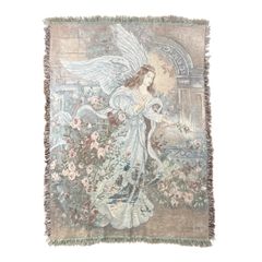 ヴィンテージ アート ラグ タペストリー 天使 エンジェル 守護天使