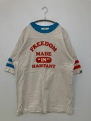 inhabitant Tシャツ/カットソー M アイボリー 前面プリント バックプリント ブランドロゴ ライン柄 ミドル丈 半袖 クルーネック(丸首) メンズ レディースのサムネイル