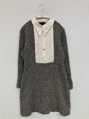 ZARA ザラ ワンピース USA M ブラック ツイード 無地 長袖 ショート・ミニ丈 台形 レディースのサムネイル