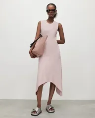 23 ALLSAINTS オールセインツ GIA ジアー ゴージ ノースリーブ ロング丈ワンピース アシンメトリー ノースリーブ ピンクのサムネイル