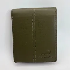 crocodile クロコダイル 二つ折り財布 カーキ レザー メンズ 美品のサムネイル