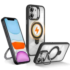【新品】 Wekrsu用のiPhone 11 ケース 付アルミ合金レンズ保護フィルム【3倍米軍規格・MagSafe対応】スタンド機能 カメラボタン付き 隠しスタンド ワイヤレス充電 耐衝撃 傷防止 軽量 マグネットスマホケース 高耐久性 Qi2.2対応 最大2のサムネイル