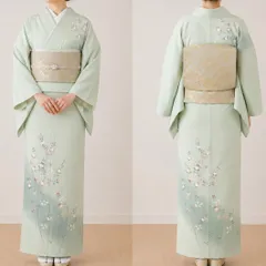 #K325 訪問着 単衣 絽 草花 正絹 和装 和服 着物のサムネイル