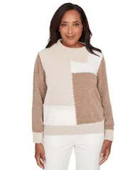 アルフレッド ダナー レディース アウター ニット・セーター プチ セーター 長袖 Alfred Dunner Womens Petite Vienna ColorBlock LongSleeve Sのサムネイル