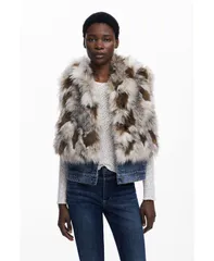 デジグアル レディース アウター ジャケット・ブルゾン ベスト デニム Desigual Womens Denim fur vest Medium beige ベージュのサムネイル