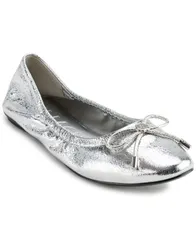 カール ラガーフェルド レディース シューズ パンプス KARL LAGERFELD PARIS Womens Velma Almond Toe Ballet Flats Silver シルバーのサムネイル