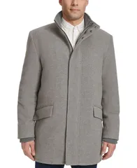 コールハーン メンズ アウター ジャケット・ブルゾン コート Cole Haan Mens FullZip StandCollar Car Coat Light Grey グレーのサムネイル