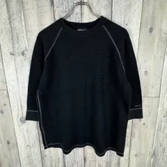 Back Channel BACK CHANNEL バックチャンネル ブラック ワッフル生地 サーマル ラグラン 肉厚 厚地 7分袖 ロンT Tシャツ TEE メンズ L サイズのサムネイル