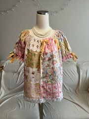 YuRuly カンバディアキルト 半袖チュニック インド刺繍 パッチワーク