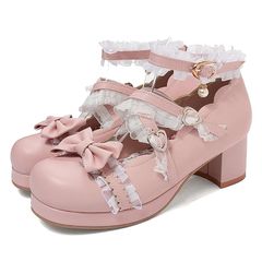 Metamorphose ピンク 木底風リボンシューズ 23.5cm - メルカリ