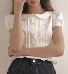 LILY BROWN ビジューアタッチドカラー ペプラムブラウス - メルカリ