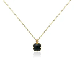 チェスカット ブラックオニキス ペンダント シルバー925 ネックレス レディース シルバー925 ゴールド チェーン 黒色系 天然石 黒 アンティーク風 ペンダントネックレス 8月の誕生石のサムネイル