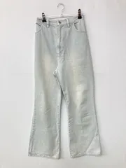 one after another NICE CLAUP ワンアフターアナザーナイスクラップ デニムパンツ S スカイブルー フルレングス 無地 ワイド・ルーズ フレア・ブーツカット ハイウエスト ウエストゴム・紐 ヴィンテージ レディースのサムネイル