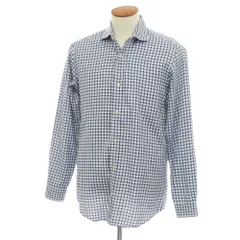 【中古】ジーゼニア Z Zegna コットン チェック ワイドカラー カジュアルシャツ ネイビーxホワイト【サイズM】【メンズ】のサムネイル