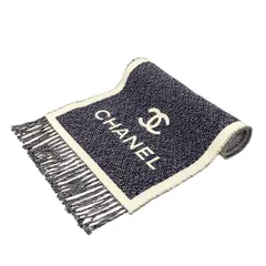 CHANEL(シャネル) マフラー - ネイビー×白 ココマーク ウールのサムネイル