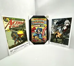 MARVEL ポスター 3枚セット/ACTION COMICS ＃40 スーパーマン/キャプテンアメリカ 額装/Queens of Darkness And Lightのサムネイル