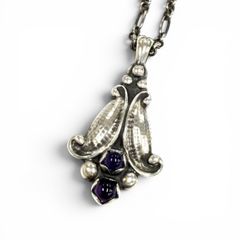 美品 12764 ジョージジェンセン1993 シルバー925アメジストネックレス