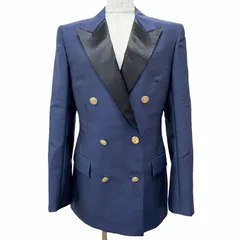 未使用品△LOUIS VUITTON ルイヴィトン ウール モヘア LVロゴ金ボタン ピークドラペル ダブルブレスト テーラードジャケット 36 正規品のサムネイル