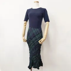 TSUMORI CHISATO イッセイミヤケ時代 チェック ワンピース ネイビー グリーン レディース ツモリチサト【中古】6-0617S∞のサムネイル