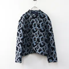 美品 定15.4万 2024AW ミナペルホネン mina perhonen sing leaf 刺繍 ウールブレンドツイードジャケット 38 ネイビー┃【2400015032207】のサムネイル