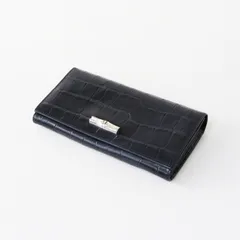 ロンシャン LONGCHAMP クロコ型押し レザー ロングウォレット ｜ブラック 長財布 フラップ 【2400015029863】のサムネイル