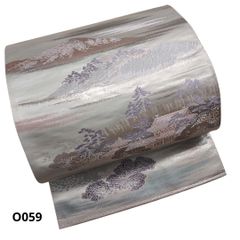 正絹 袋帯 銀糸 茶屋辻風景文様 山水 桜鼠 薄紫 礼装 フォーマル
