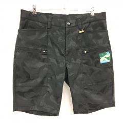 マークアンドロナ Lサイズ黒ハーフパンツ 総柄 ドクロ シルバーボタン
