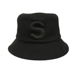 未使用 25aw sacai サカイ Wool Melton S Hat ウール メルトン バケット ハット バケット Sロゴ 刺繍 1 黒 ブラック メンズ 古着 中古 USEDのサムネイル