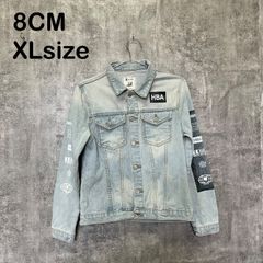 [k-621]8CM 에이트시엠 XL 데님 재킷 G장 라이트 블루 하늘색 패치 로고 스트리트 아메카지 맨즈