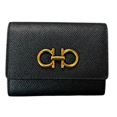 FERRAGAMO フェラガモ 三つ折り財布 財布 22 0862/001 レザー ブラック レディース 極美品のサムネイル
