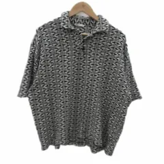 ザラ ZARA ニットポロシャツ 半袖 黒 ブラック 白 ホワイト 総柄 /MA15 ■ECA006のサムネイル
