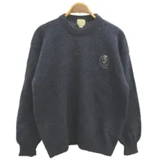トラサルディ TRUSSARDI ニット セーター ウール L 紺 ネイビー クルーネック 長袖 ロゴ刺繍 /NP ■ECC006のサムネイル