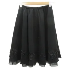フォクシー ブティック FOXEY BOUTIQUE フレアスカート 38 黒 ブラック フリル チュール 刺繍 /HO6 ■ECD005のサムネイル