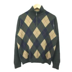 ブルックスブラザーズ BROOKS BROTHERS 346 ニットジャケット 上着 ウール M 緑 グリーン 紺 ネイビー ベージュ アーガイル柄 ハーフジップ 長袖 マルチカラー ブルゾン /YU ■ECC006のサムネイル
